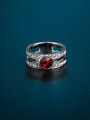 thumb Fashion Two Layer White Gold Plated Zircon Copper Ring 1