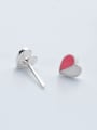 thumb Elegant Green Heart Shaped S925 Silver Glue Stud Earrings 1