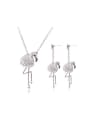 thumb Alloy White Gold Plated Fashion Swan Rhinestones Two Pieces Jewelry Set 0