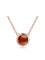 thumb Natural Simple Round Garnet Clavicle Silver Necklace 0
