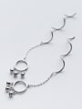 thumb All-match Round Shaped Tiny Beads S925 Silver Line Earrings 1