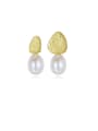 thumb 925 Sterling Silver With Artificial Pearl  Simplistic Geometric Drop Earrings 0