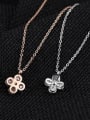 thumb Simple Flower Cubic Rhinestones Titanium Necklace 2