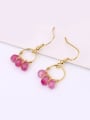 thumb All-match Round Shaped Pink Gemstone Earrings 0