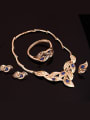 thumb Alloy Imitation-gold Plated Fashion Artificial Gemstones Leaves-shaped Four Pieces Jewelry Set 1