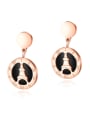 thumb Stainless Steel With Rose Gold Plated Trendy Round Eiffel tower Stud Earrings 0