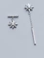 thumb 925 Sterling Silver With Platinum Plated Simplistic Ray Star Asymmetry Stud Earrings 1