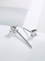 thumb Asymmetrical Shiny Square Zircon 925 Silver Stud Earrings 1