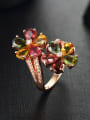 thumb Multi-color Gemstones Flower Cocktail Ring 0
