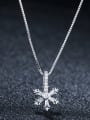 thumb 925 Sterling Silver With Platinum Plated Cute snowflake Necklaces 0