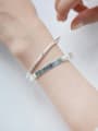 thumb 925 Sterling Silver With Silver Plated Simplistic Geometric opening Bangles 1
