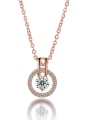 thumb Fashion Cubic Zirconias Round Pendant Copper Necklace 0