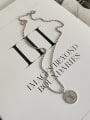 thumb Sterling silver retro round letter YA necklace 0