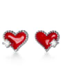 thumb 925 Sterling Silver With Platinum Plated Simplistic Heart Stud Earrings 2