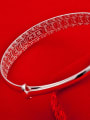 thumb Ethnic style 999 Silver Chinese Characters-etched Adjustable Bangle 2