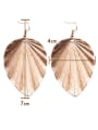 thumb Personality Leaf Shaped Black Gun Plated Drop Earrings 2