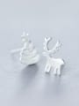 thumb 925 Sterling Silver With Platinum Plated Cute Elk Asymmetric Christmas Hat Stud Earrings 2