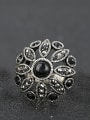 thumb Exquisite Flower Resin stones Grey Crystals Alloy Ring 3