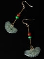 thumb Retro style 925 Silver Natural Jade Red Stone Earrings 1