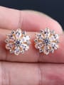 thumb Exquisite Zircon Champagne Gold Plated Anti allergy  Cluster earring 2