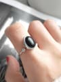 thumb Sterling Silver punk style Black Agate Ring 1
