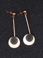 thumb Simple Round Rose Gold Plated Titanium Drop Earrings 2