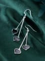 thumb 925 Sterling Silver With Silver Plated Simplistic Black Heart Hook Earrings 0