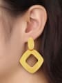 thumb Trendy Geometric Shaped Matte Finished Titanium Drop Earrings 1