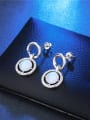 thumb Personality Round Shaped Opal Drop Earrings 2