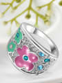 thumb All-match Flower Pattern White Gold Plated Ring 1