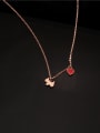 thumb Red Heart-shape Pendant Clavicle Necklace 0