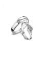 thumb 925 Sterling Silver With  Cubic Zirconia Simplistic  Loves Band Rings 0