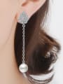 thumb Fashion Shiny Zirconias Leaf Imitation Pearl Drop Earrings 1
