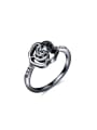thumb Exquisite Black Hollow Rosary Shaped AAA Zircon Ring 0