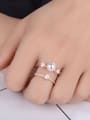 thumb Fashion Two-band Imitation Pearl Cubic Zirconias Copper Opening Ring 1
