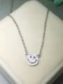 thumb All-match Smiling Face Shaped Rhinestone S925 Silver Necklace 0