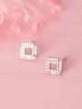 thumb 925 Sterling Silver With Platinum Plated Simplistic Hollow Square Stud Earrings 0