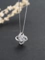 thumb Exquisite Shiny Cubic Zirconias Flowery 925 Silver Pendant 0