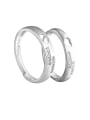 thumb 925 Sterling Silver With Cubic Zirconia Simplistic Heart Loves  Band Rings 3