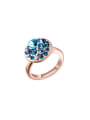 thumb Alloy Rose Gold Plated Round Rhinestone Ring 0