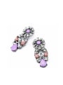 thumb Alloy Sweet Flower Color Stones Stud Earings 1