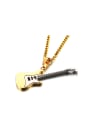thumb Exquisite Gold Plated High Polished Titanium Guitar Pendant 0