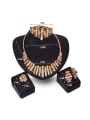 thumb Alloy Imitation-gold Plated Creative Rhinestones Bamboos-shaped Four Pieces Jewelry Set 2