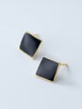 thumb Women Exquisite Square Shaped Black Glue Stud Earrings 0