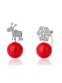 thumb Personalized Little Deer Snowflake Zirconias Imitation Pearl Stud Earrings 0