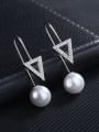 thumb Fashion Imitation Pearl Hollow Triangle Earrings 2
