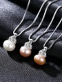 thumb Sterling Silver AAA zircon 90-95 freshwater pearl necklace 0