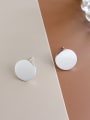 thumb 925 Sterling Silver With Silver Plated Simplistic Round Light mirror Stud Earrings 2