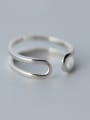 thumb S925 silver double lines minimalist opening ring 1