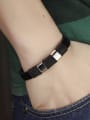 thumb Simple Black Artificial Leather Sporty Men Bracelet 1